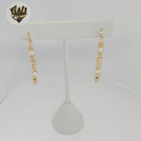 (1-1218-4) Gold Laminate - Dangling Pearls Hoops - BGF