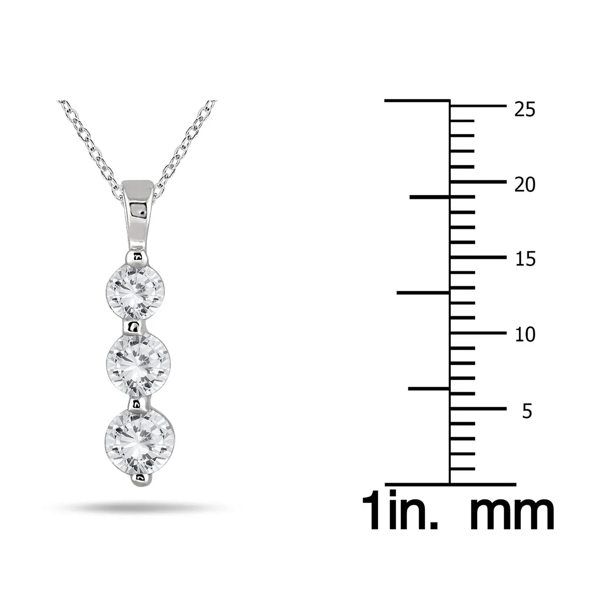 1 Carat Tw Three Stone Diamond Pendant In 14K White Gold