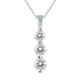 1 Carat Tw Three Stone Diamond Pendant In 14K White Gold