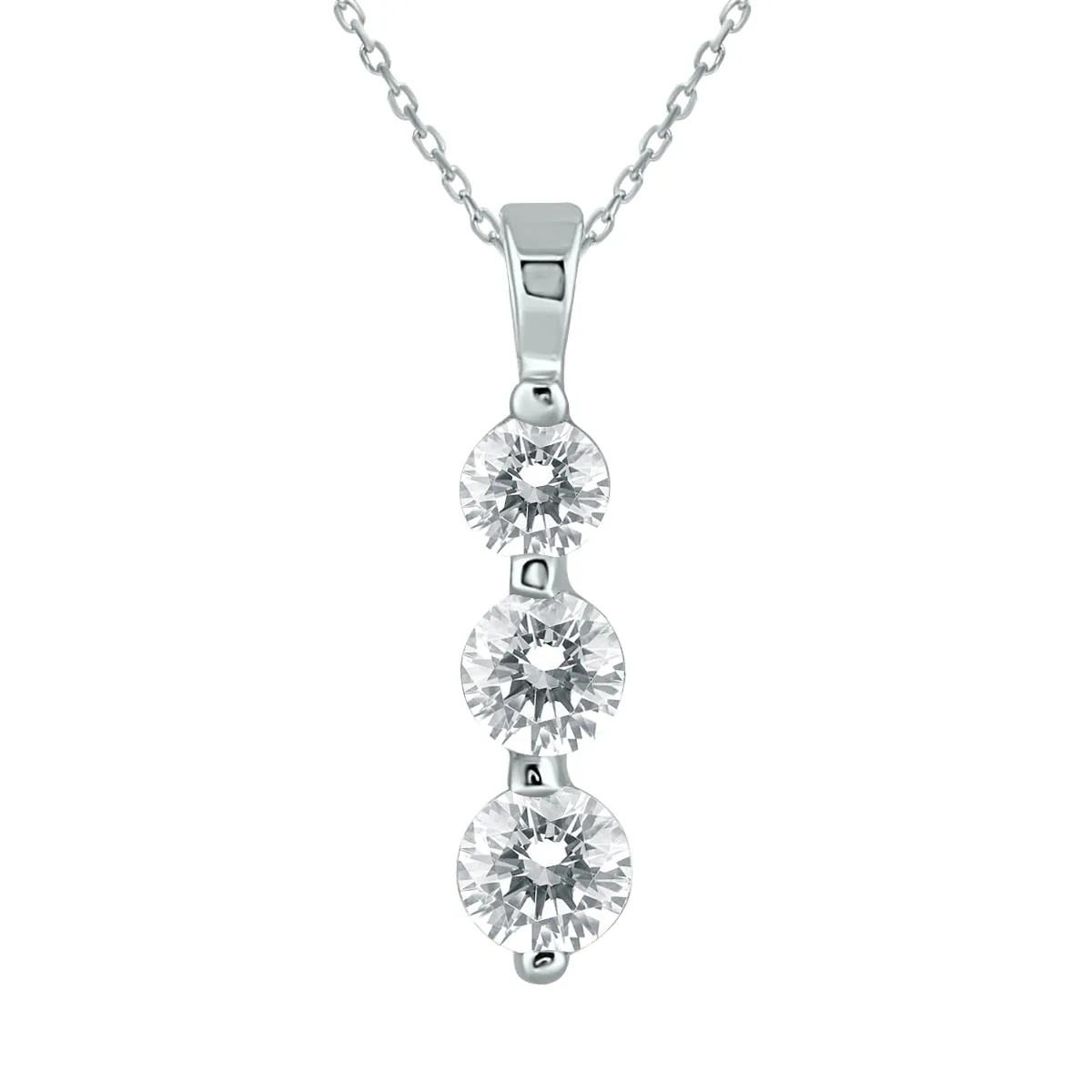 1 Carat Tw Three Stone Diamond Pendant In 14K White Gold