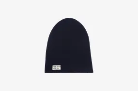 100% Cashmere Ribbed Beanie - Navy