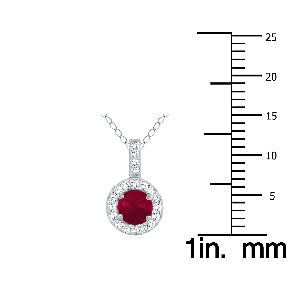 1/2 Carat Tw Halo Ruby And Diamond Pendant In 10K White Gold