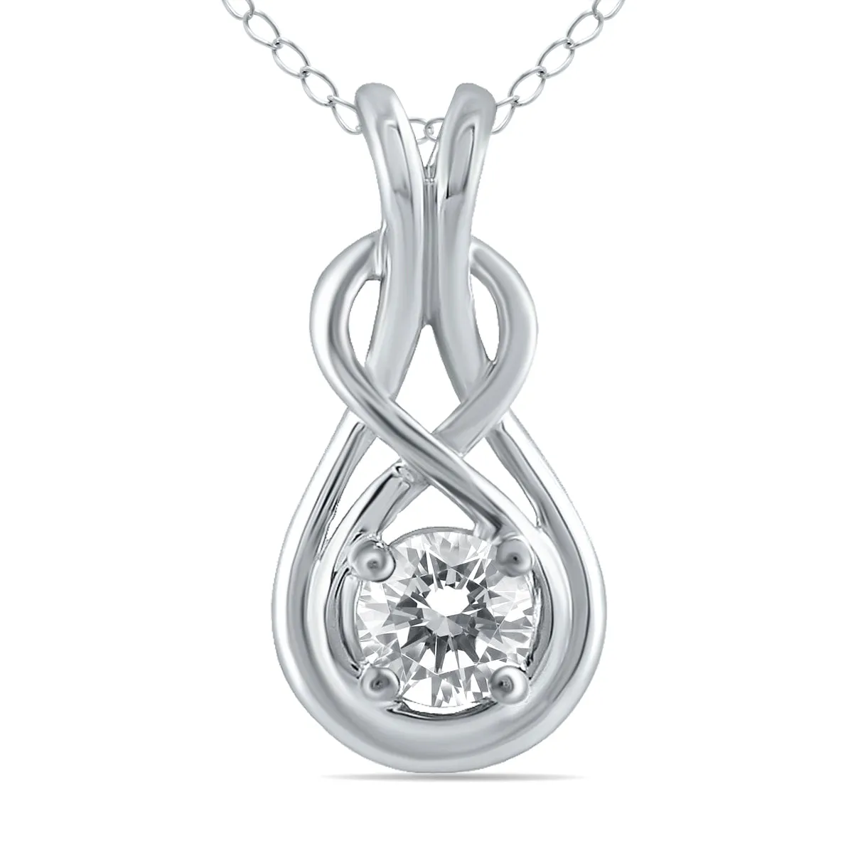 1/2 Ctw Natural Diamond Knot Pendant In 10K White Gold