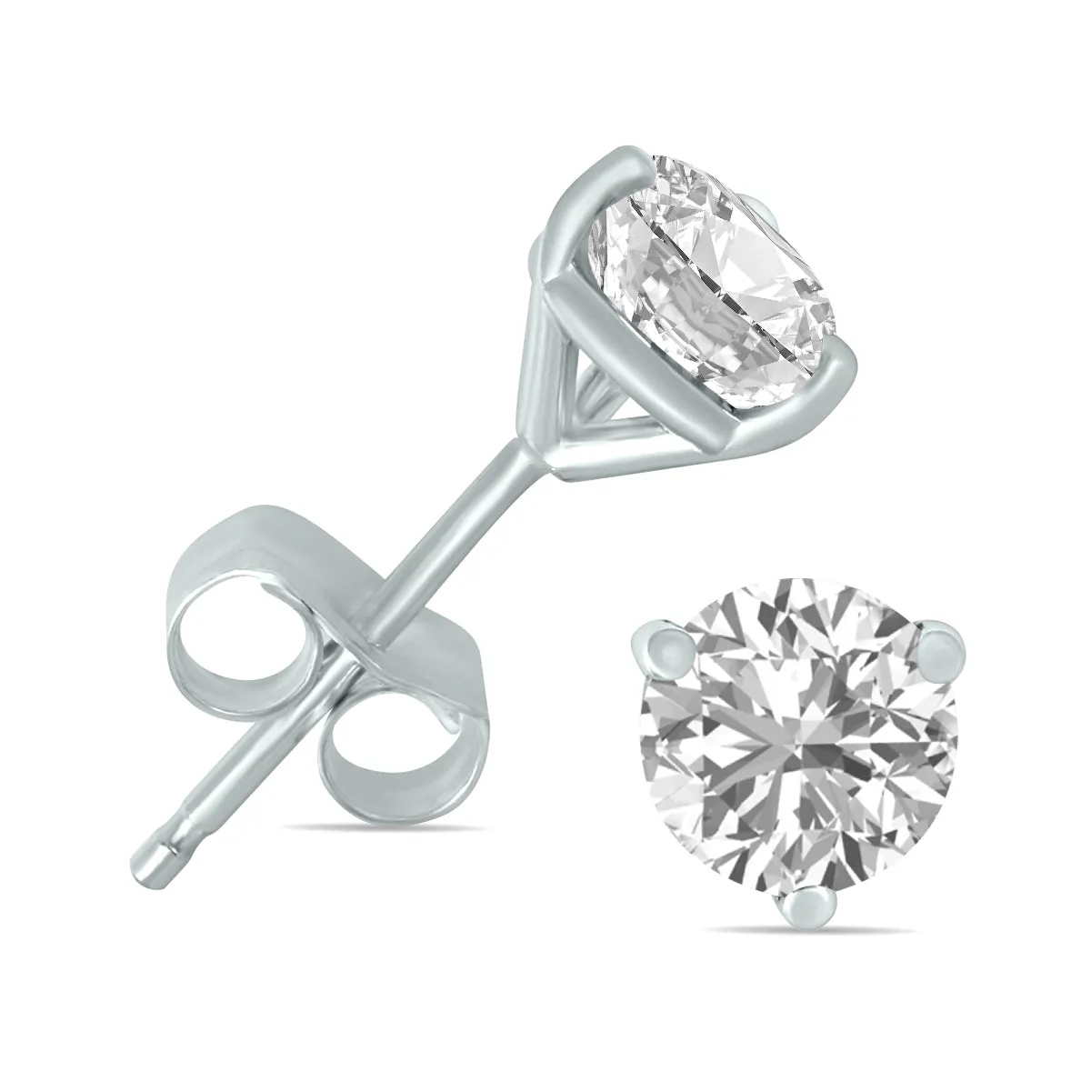 1/3 Carat Tw Lab Grown Diamond Martini Set Round Earrings In 14K White Gold