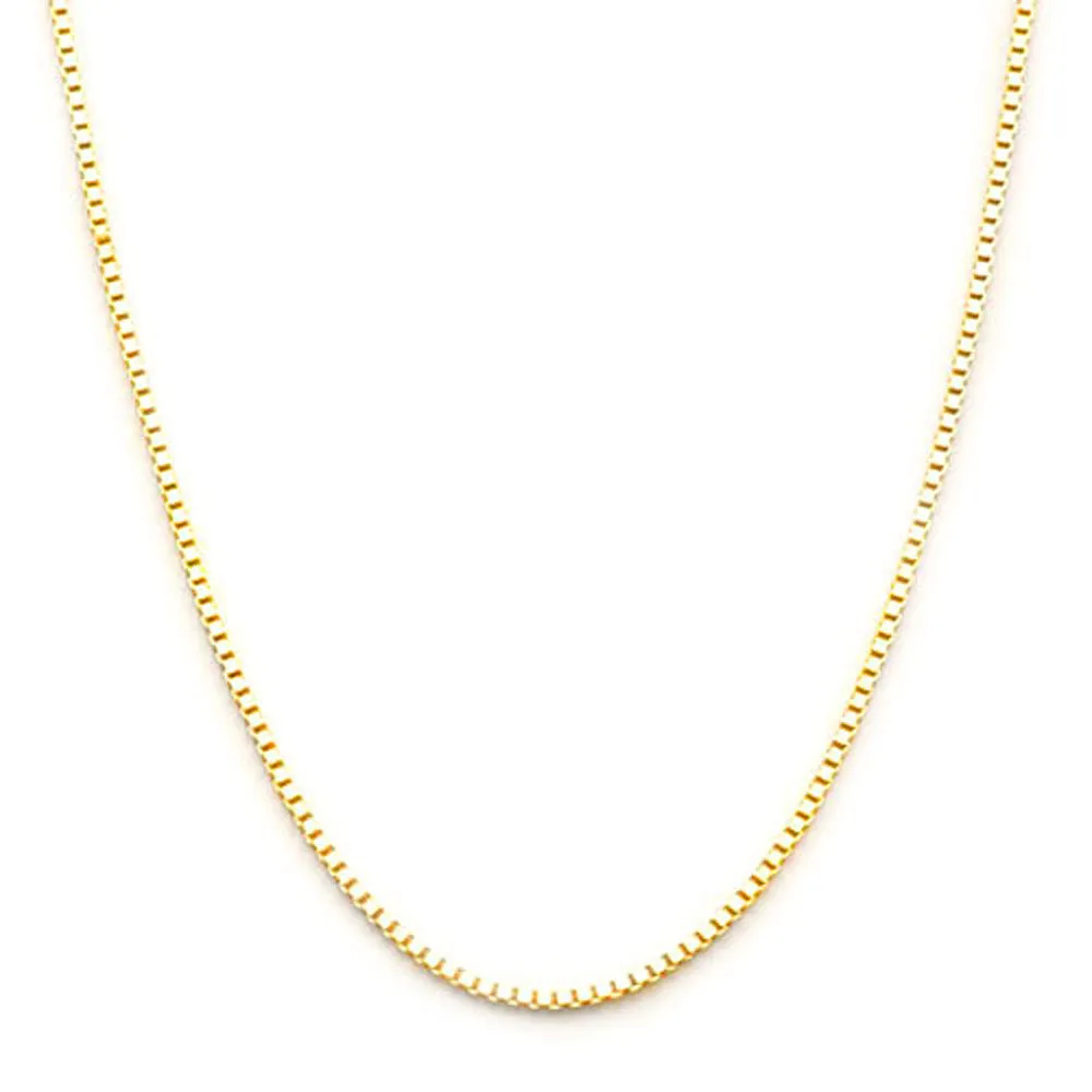 14k Yellow Gold Italian Baby Box Chain 0.69mm 15.5 inch long