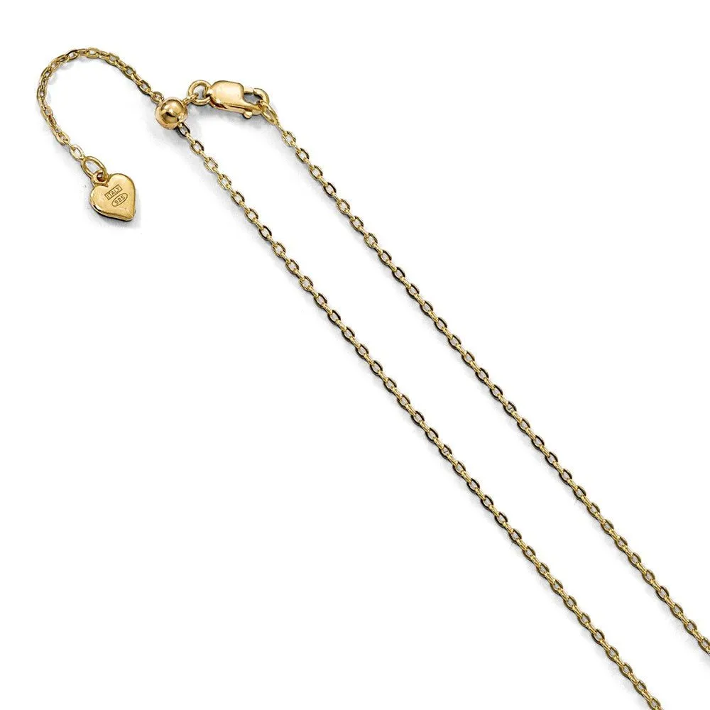 1.4mm Gold-Tone Plated Sterling Silver Adjustable Cable Chain Necklace