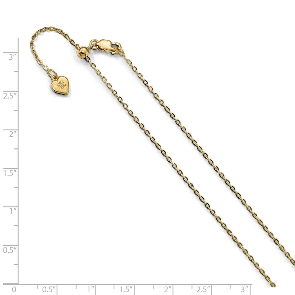 1.4mm Gold-Tone Plated Sterling Silver Adjustable Cable Chain Necklace