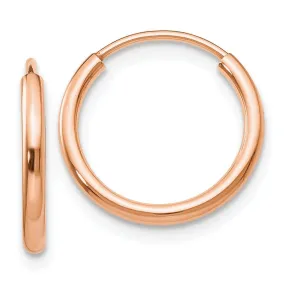 1.5mm x 13mm 14k Rose Gold Polished Endless Tube Hoop Earrings