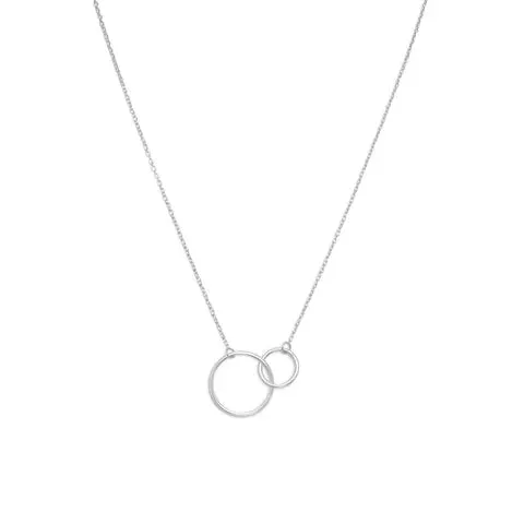 16"   2" Rhodium Plated Circle Link Necklace