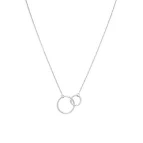 16"   2" Rhodium Plated Circle Link Necklace