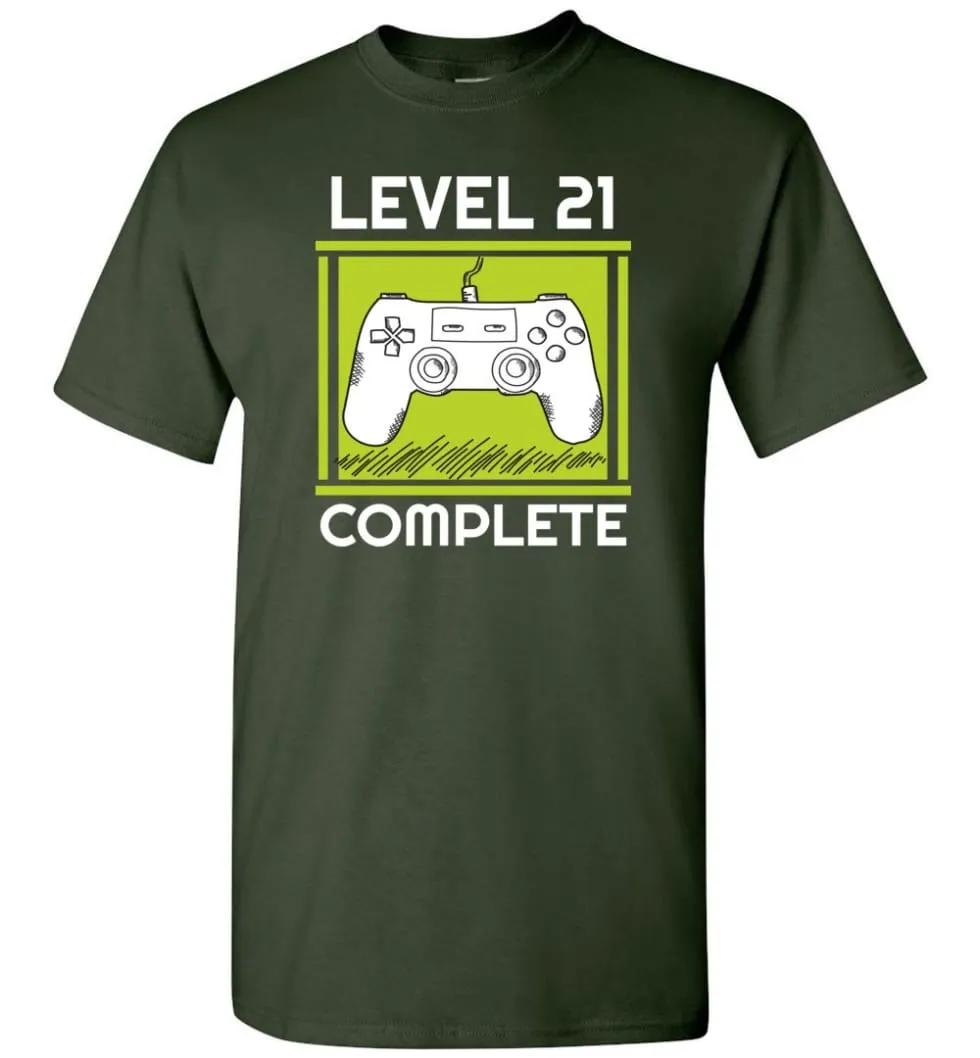 21st Birthday Gift for Gamer Video Games Level 21 Complete T-shirt