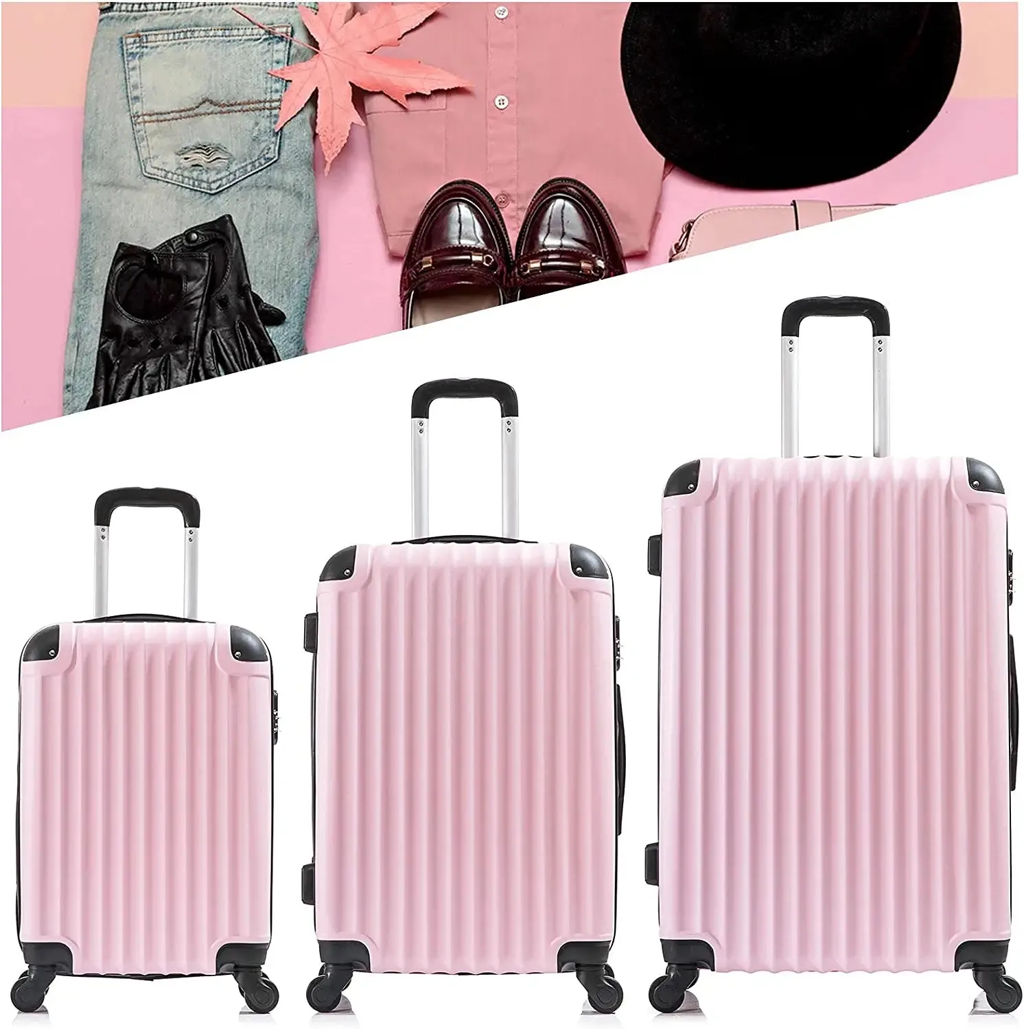 3 Piece Suitcase with Spinner Wheels, Luggage Suitcases Lightweight Clearance, Travel Luggage Set Includes 20 /24 /28 Inch