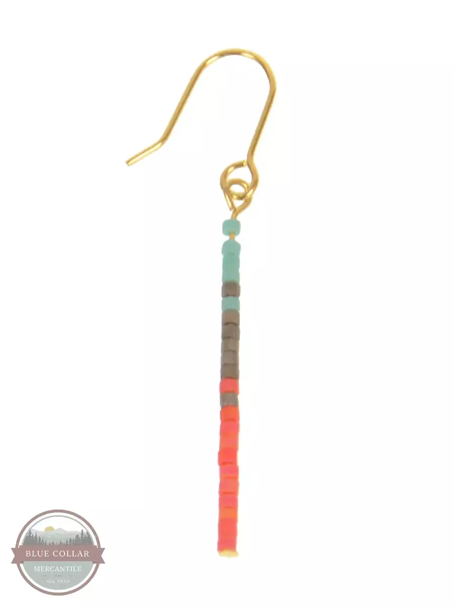 341-12 Gold Long Bar with Beads Earrings