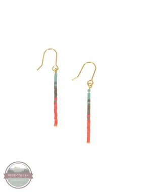 341-12 Gold Long Bar with Beads Earrings