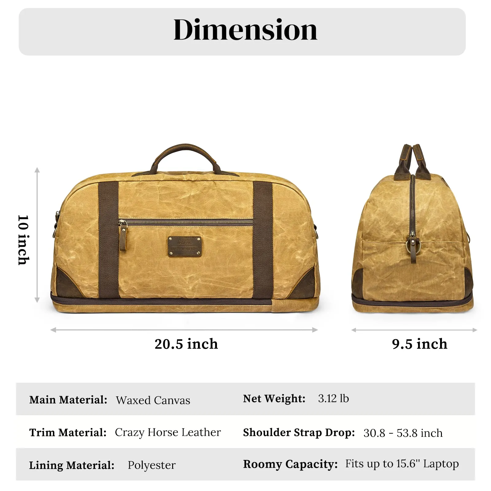 40L Waxed Canvas Waterproof Backpack Duffel Bags