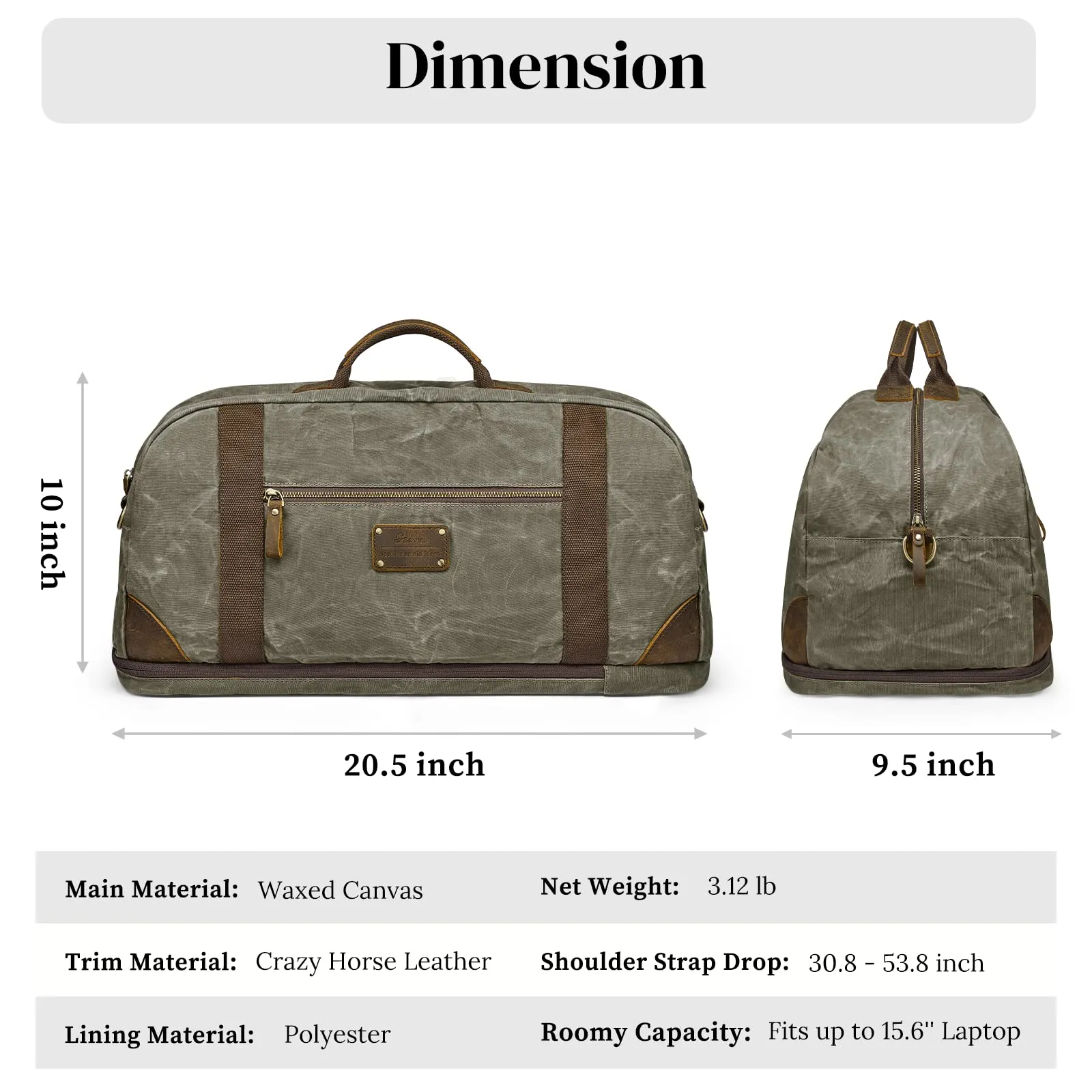 40L Waxed Canvas Waterproof Backpack Duffel Bags