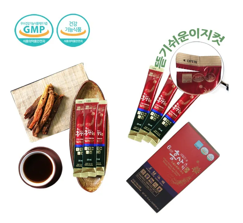 6 Years Korean Red Ginseng Extract Daily One Sticks 30 Sachets Health Supplements Immunity Blood Memory Tired Gifts Drinks