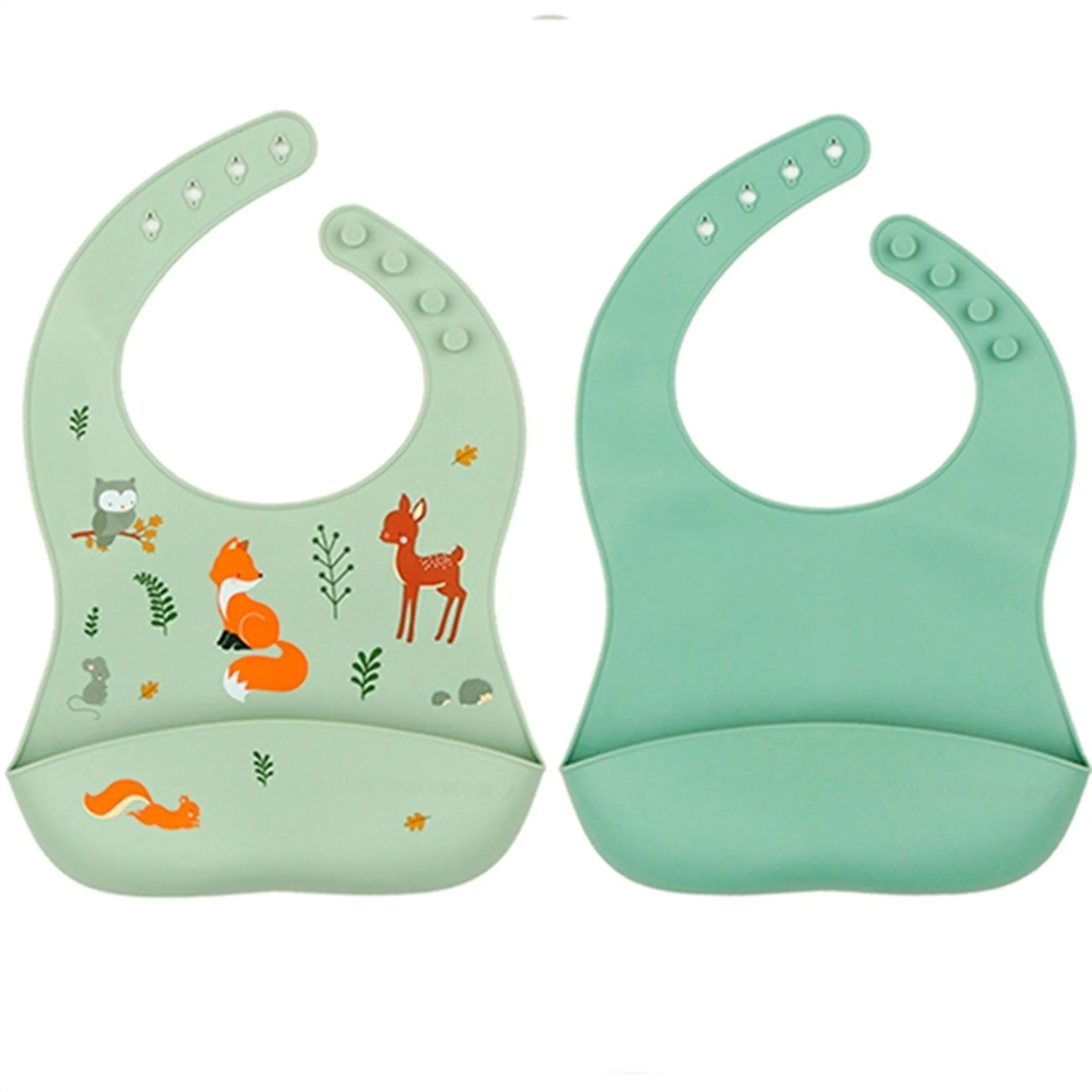 A Little Lovely Company Silicone Bib 2-pack Forest Friends