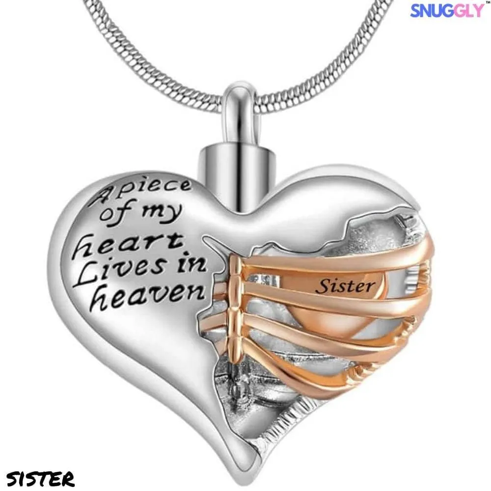 A Piece Of My Heart Lives In Heaven - Urn Pendant