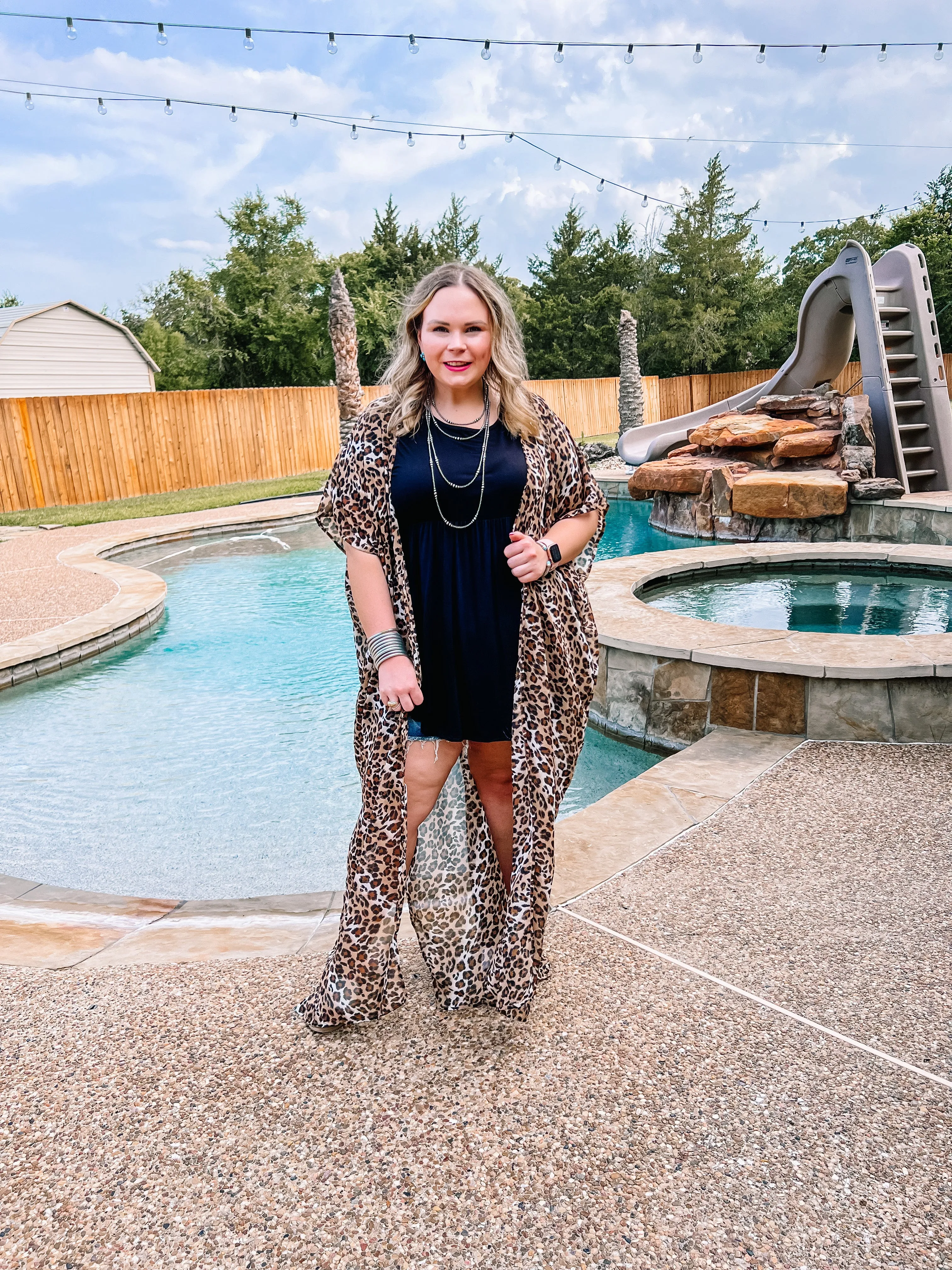 A Reason To Smile Leopard Print Short Sleeve Duster in Brown