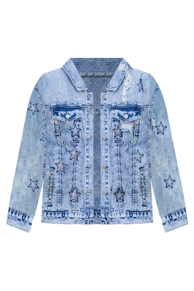 A Special Feeling Medium Wash Star Patch Denim Jacket FINAL SALE