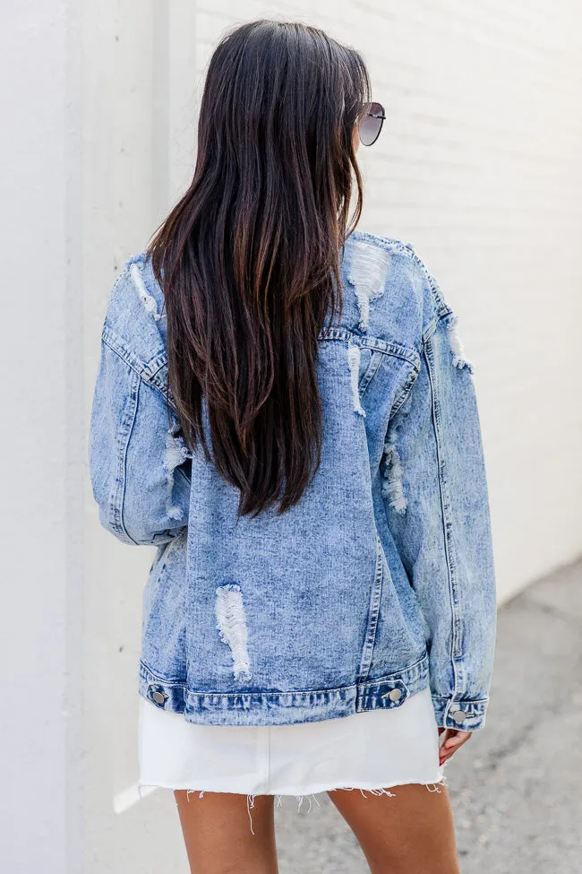 A Special Feeling Medium Wash Star Patch Denim Jacket FINAL SALE