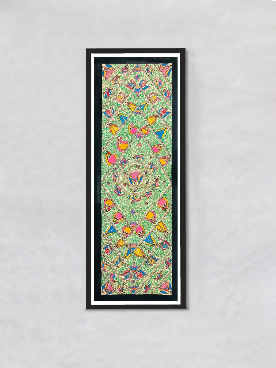 A Symphony of Radiance: Ethereal Geometry Madhubani Painting by Ambika Devi