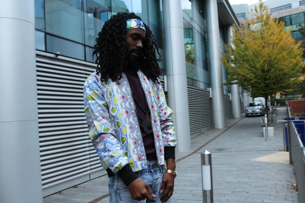 African Bomber Jacket In Scribble Print