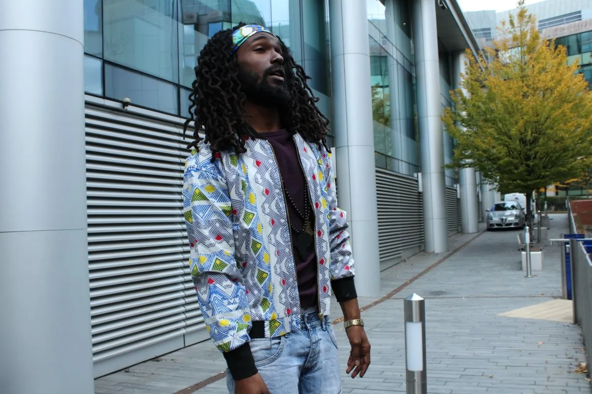 African Bomber Jacket In Scribble Print