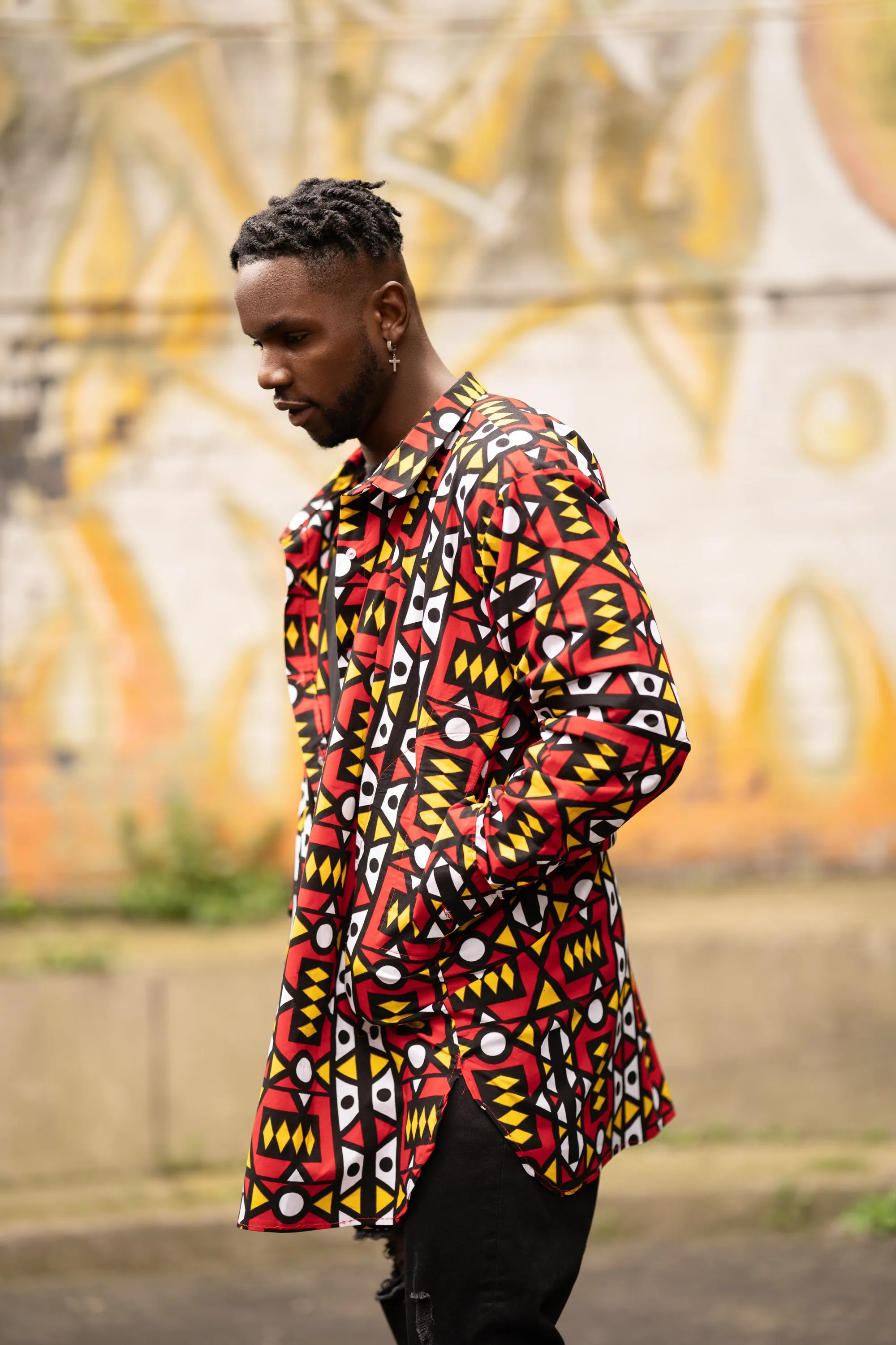 African Shirt In Electric Red