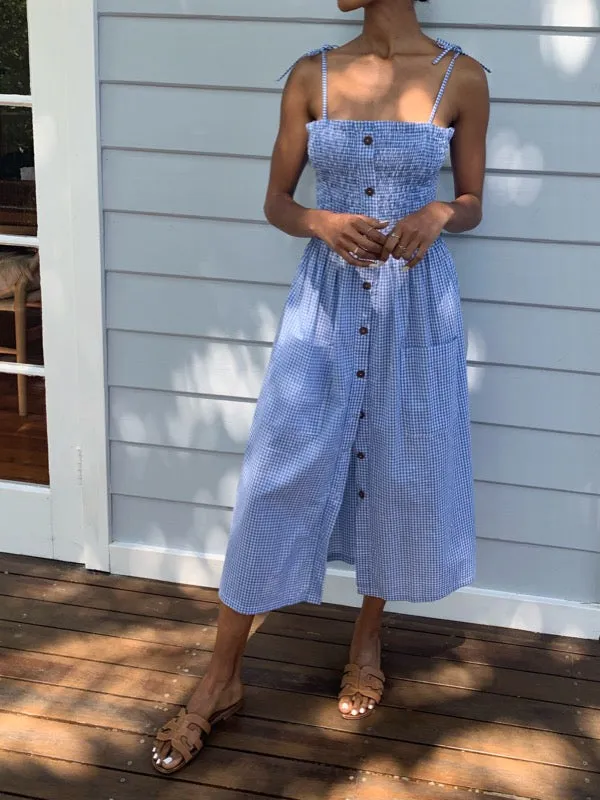 Alexa Indigo Gingham Dress