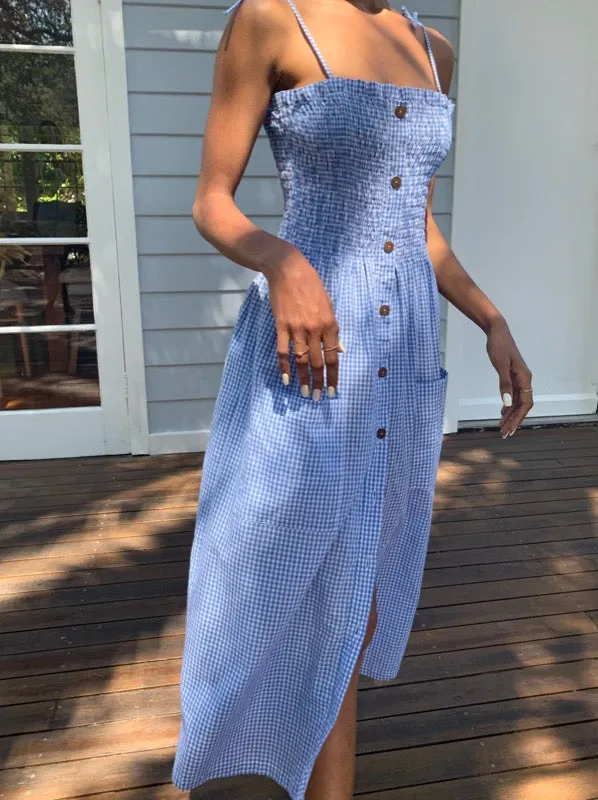 Alexa Indigo Gingham Dress