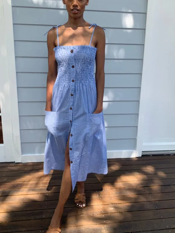 Alexa Indigo Gingham Dress