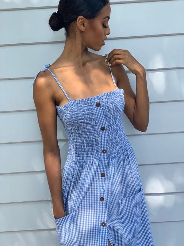 Alexa Indigo Gingham Dress