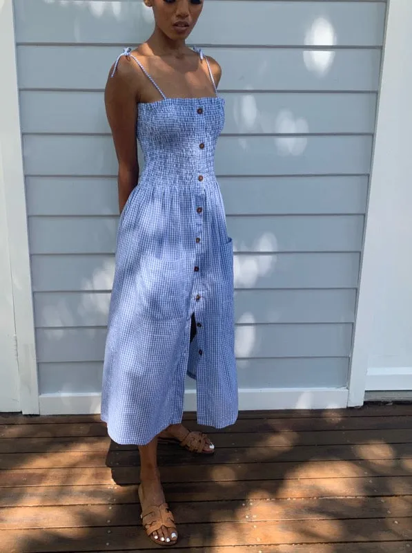 Alexa Indigo Gingham Dress