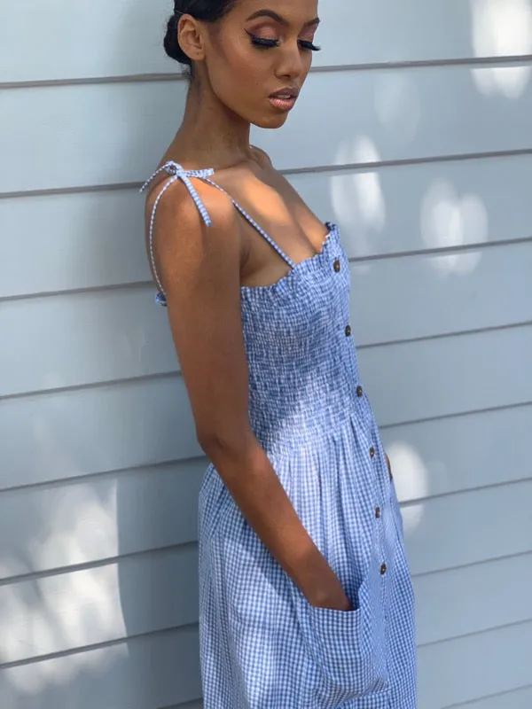 Alexa Indigo Gingham Dress