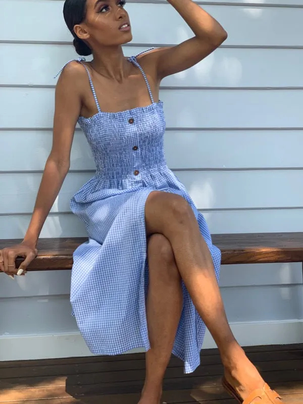 Alexa Indigo Gingham Dress