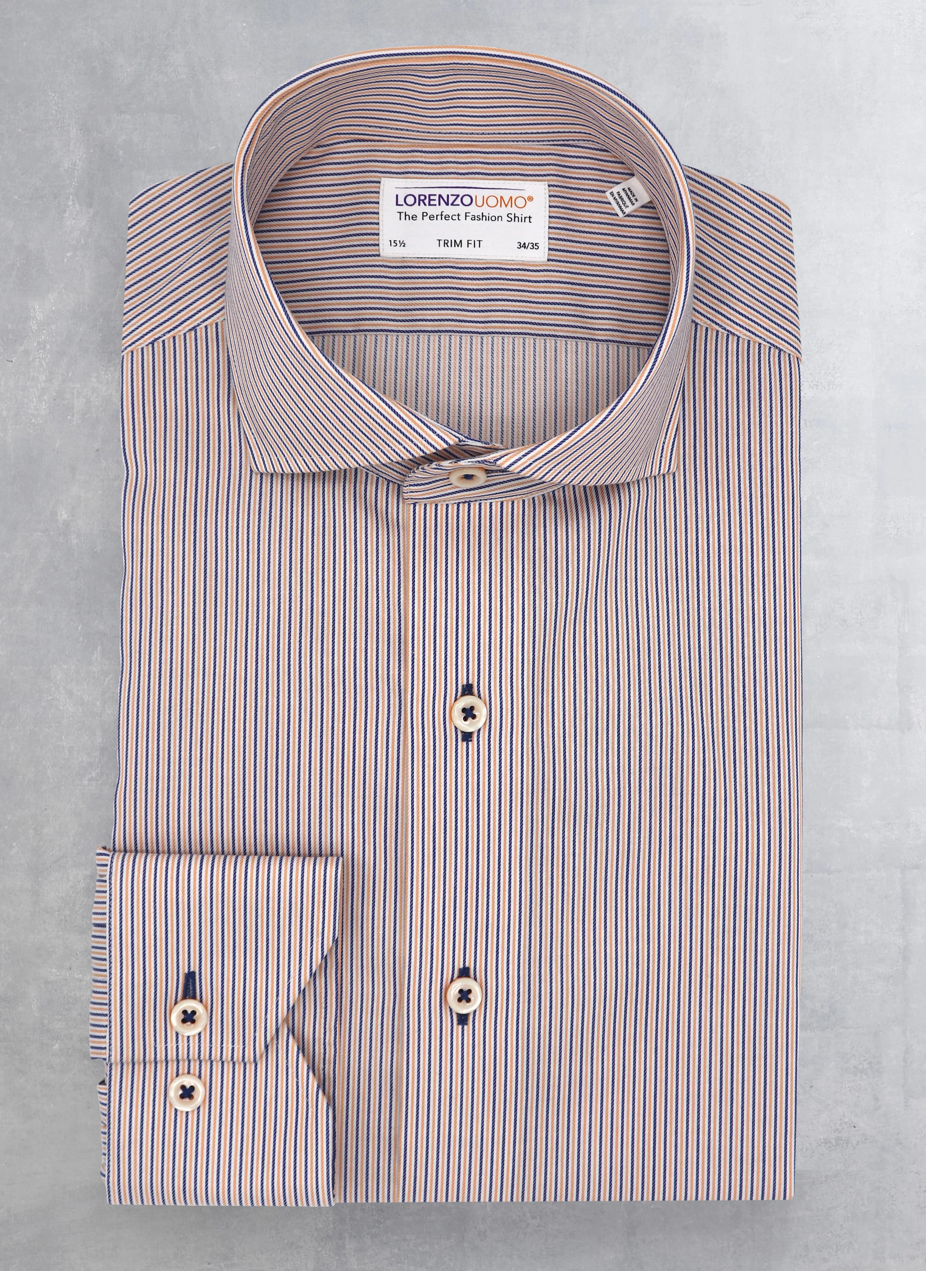 Alexander in Navy and Orange Thin Stripe Shirt