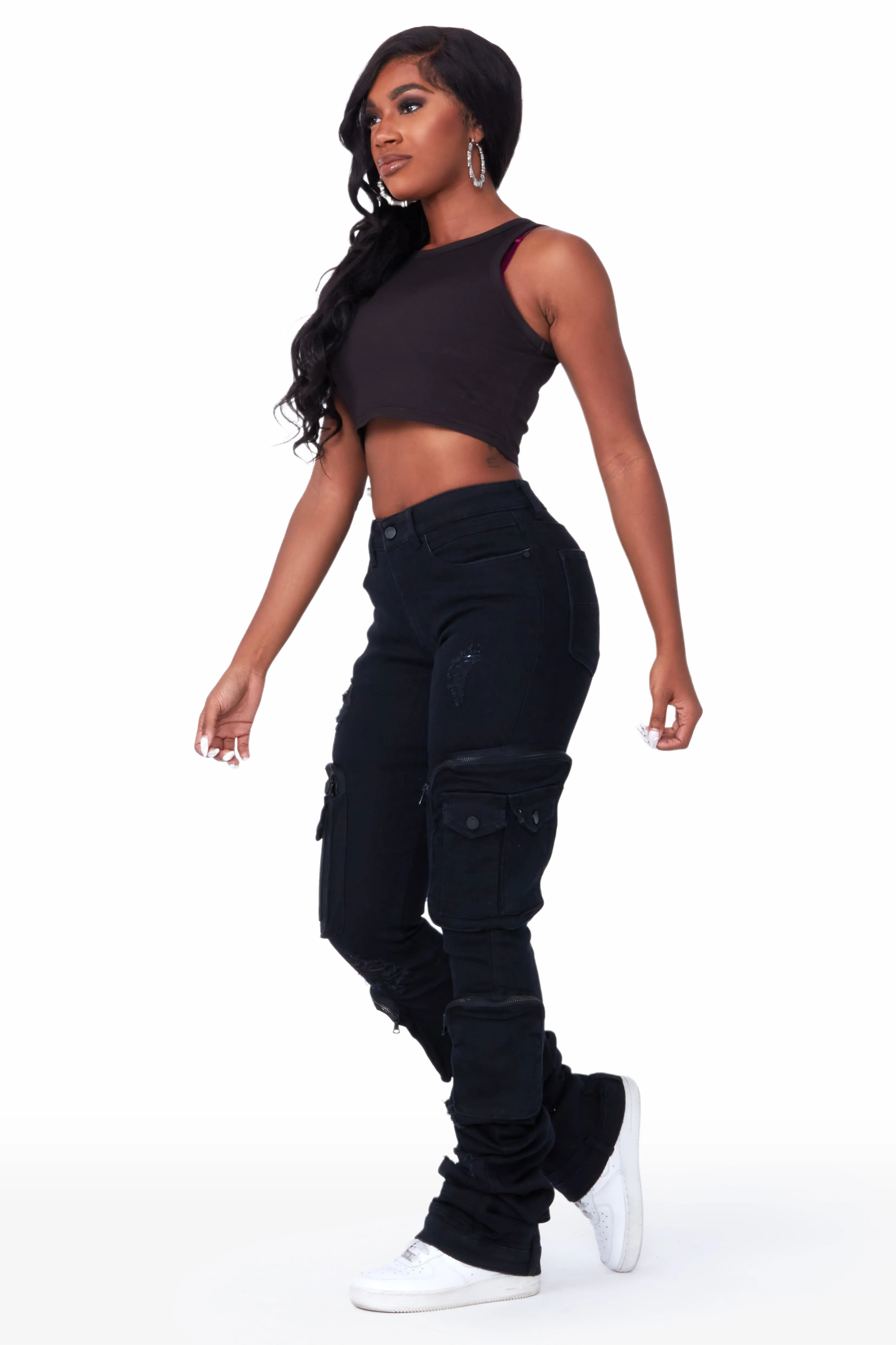 Alisson Black Cargo Super Stacked Jean