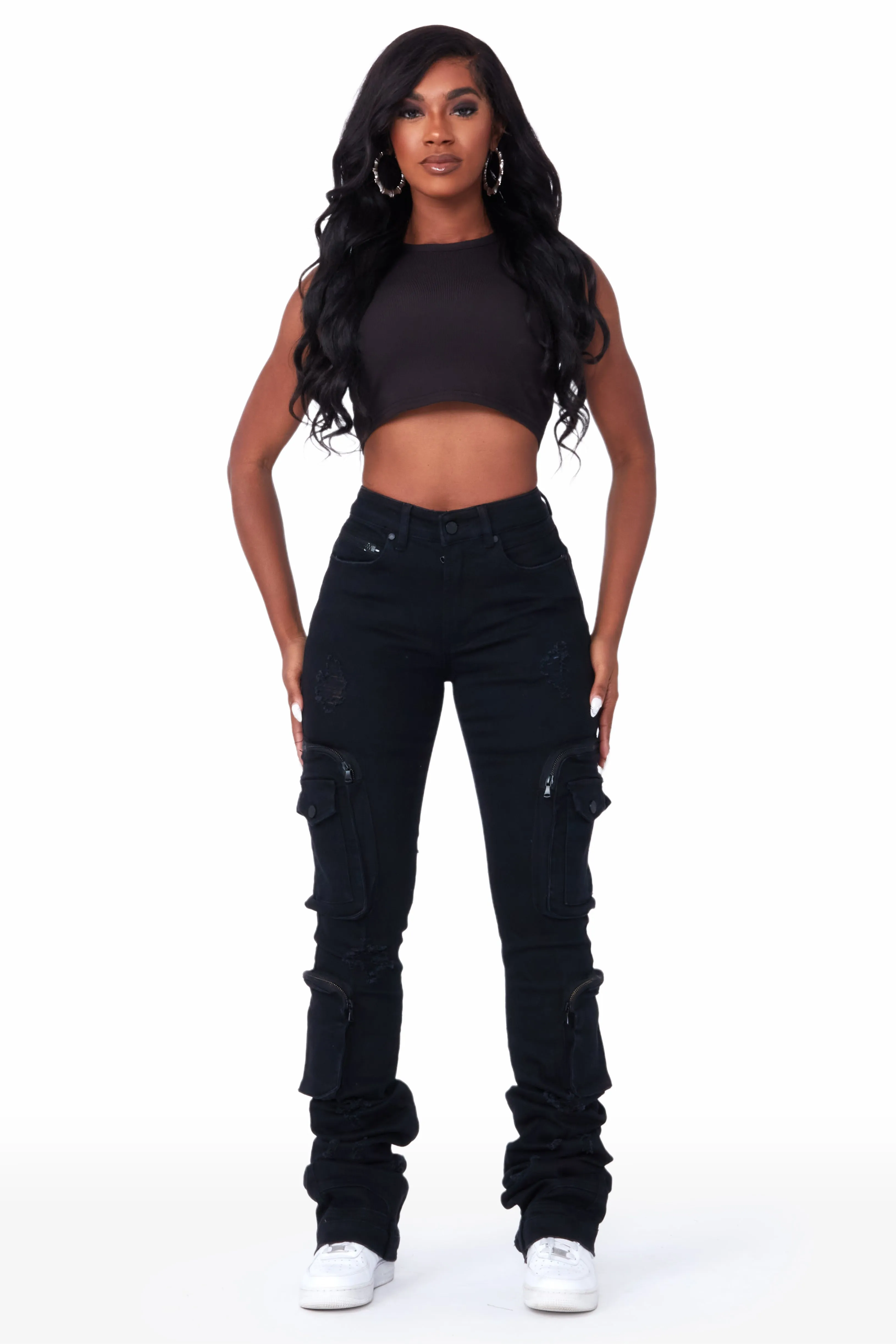 Alisson Black Cargo Super Stacked Jean