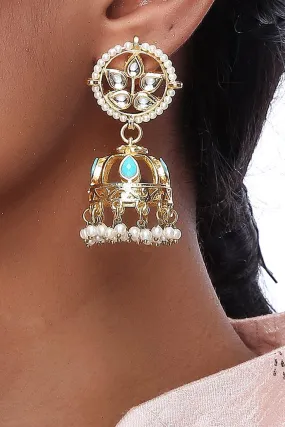 Alloy Jhumka Dangling Earrings in Gold