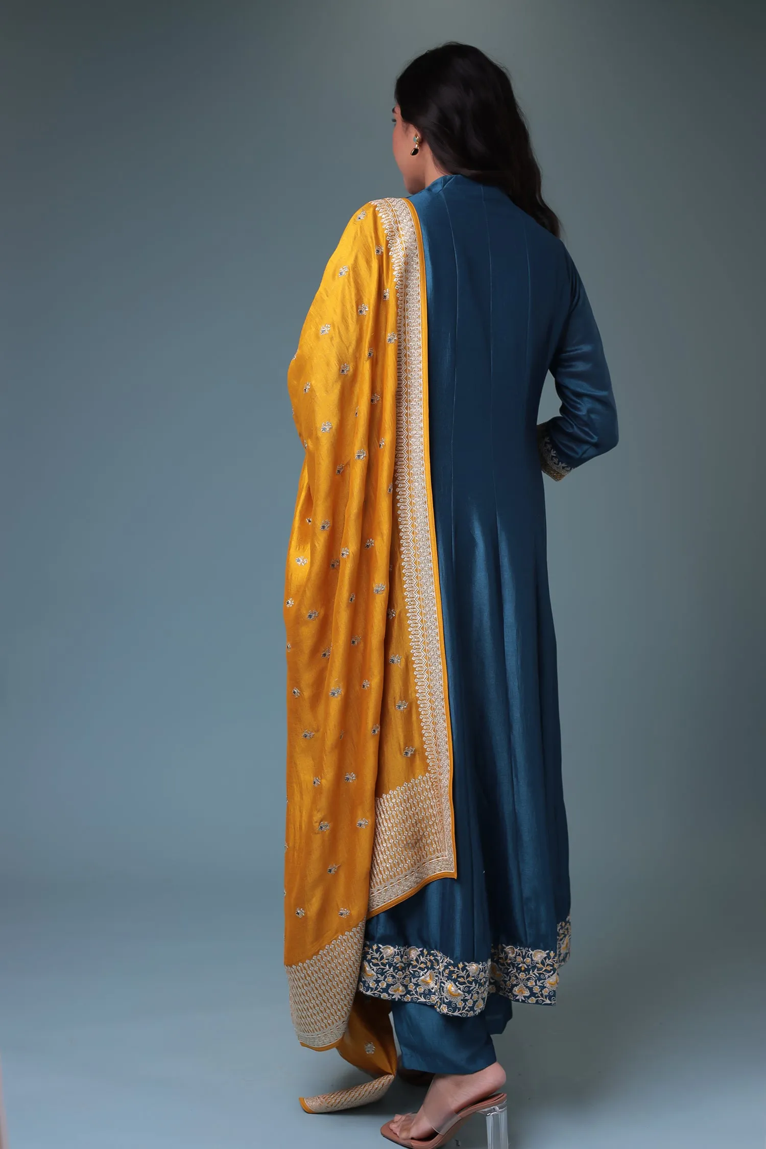 Anarkali Chinon Suit with Embroidered Dupatta