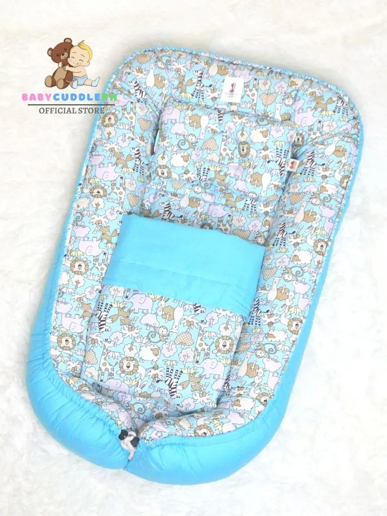 Animal Kingdom Pastel Blue - Bed and Head Pillow