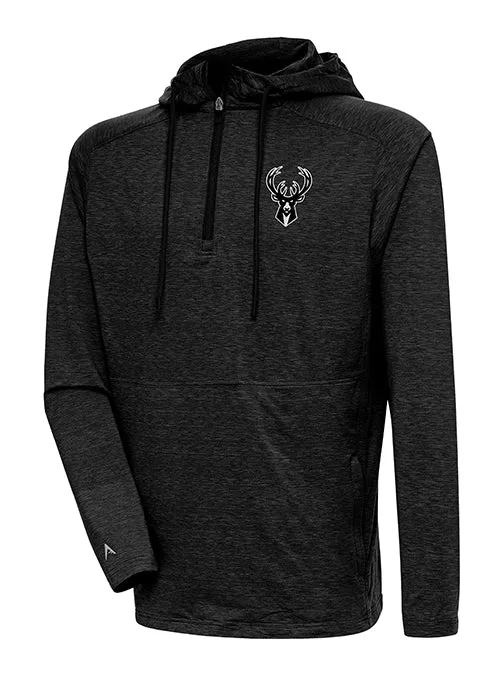 Antigua Metal Spikes Milwaukee Bucks 1/2 Zip Hooded Sweatshirt