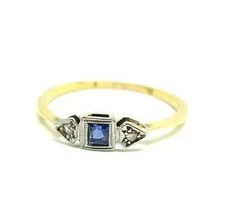 Antique Art Deco Sapphire & Diamond 18ct Gold Ring