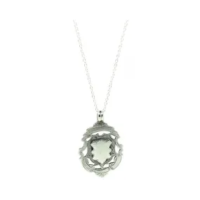 Antique Edwardian 1906 Medallion Silver Pendant Necklace