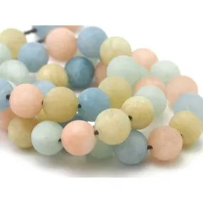 Aquamarine/Beryl Pastel Matte Smooth Rounds 8mm Strand