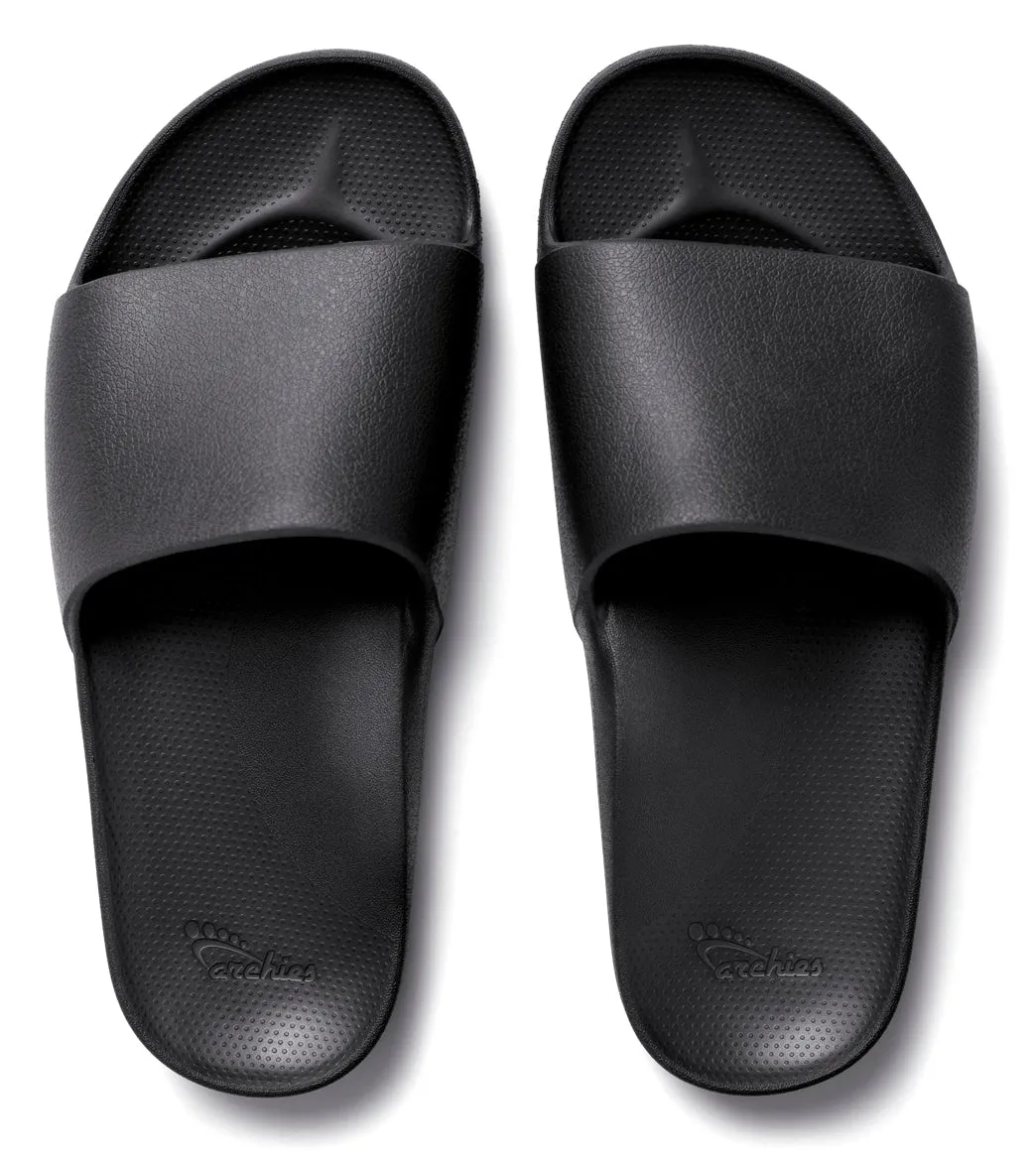 Archie's Footwear Arch Support Slide Sandals Black