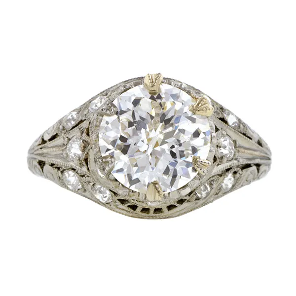 Art Deco Diamond Engagement Ring, Jubilee cut 2.17ct