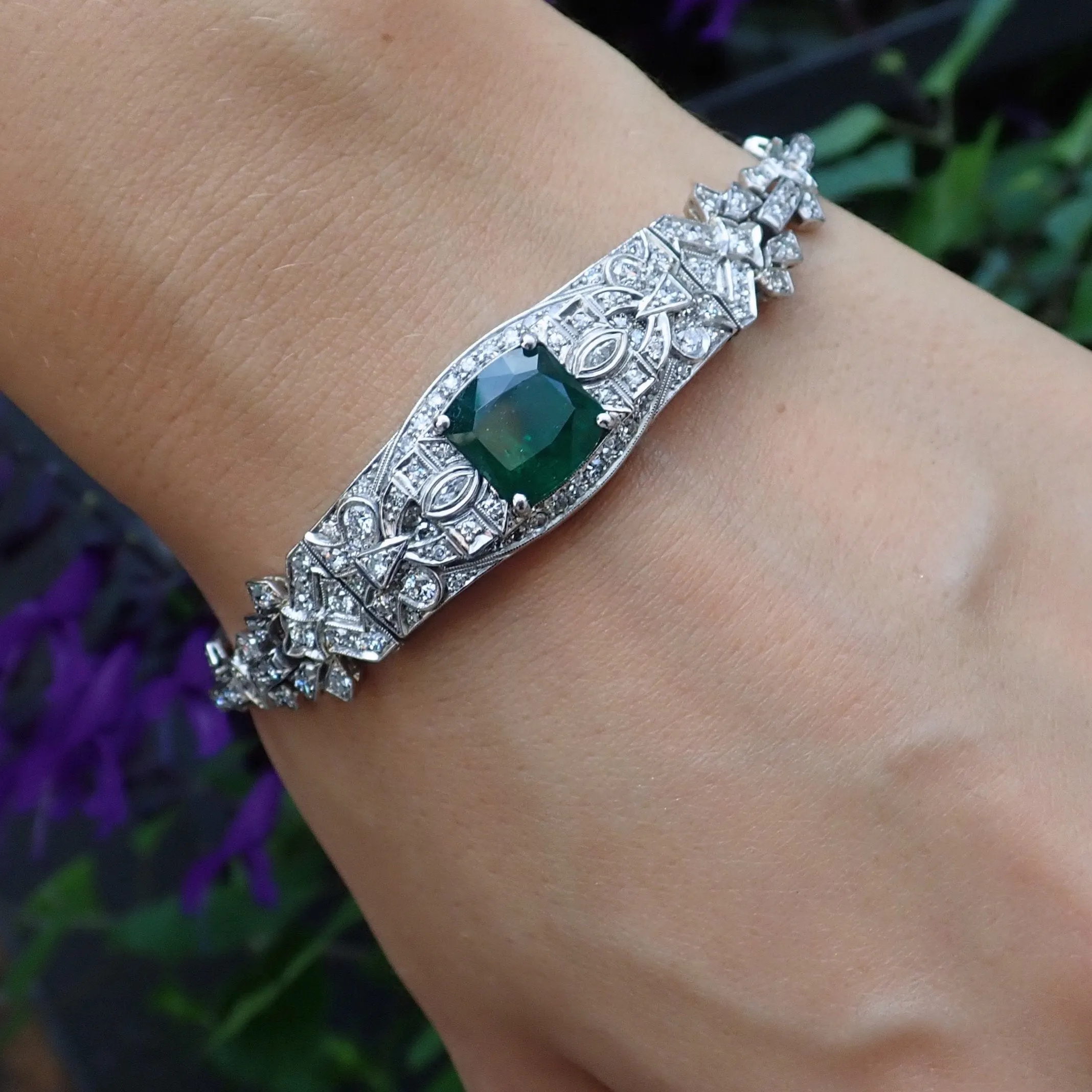 Art Deco Emerald & Diamond Bracelet